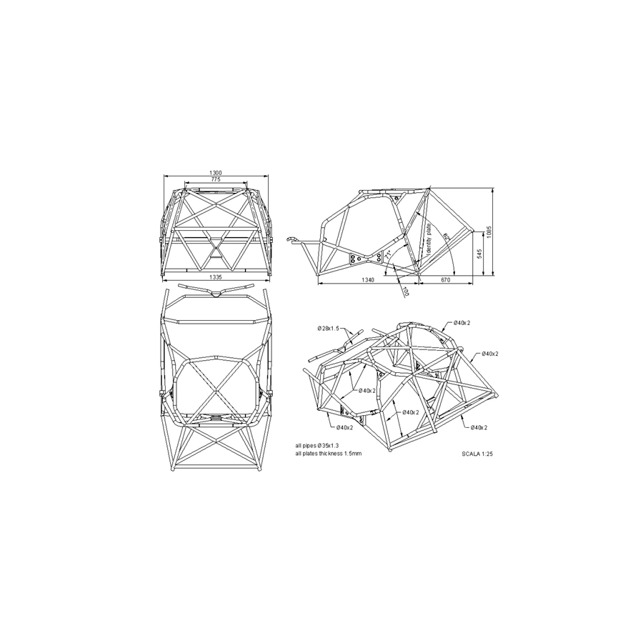 Arceau OMP RAC pour Subaru Impreza 2 WRX STI - 01/01-02/07 - à souder