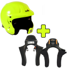 PACK Casque Stilo WRC DES Rallye Composite FIA SA2015 jaune fluo + HANS