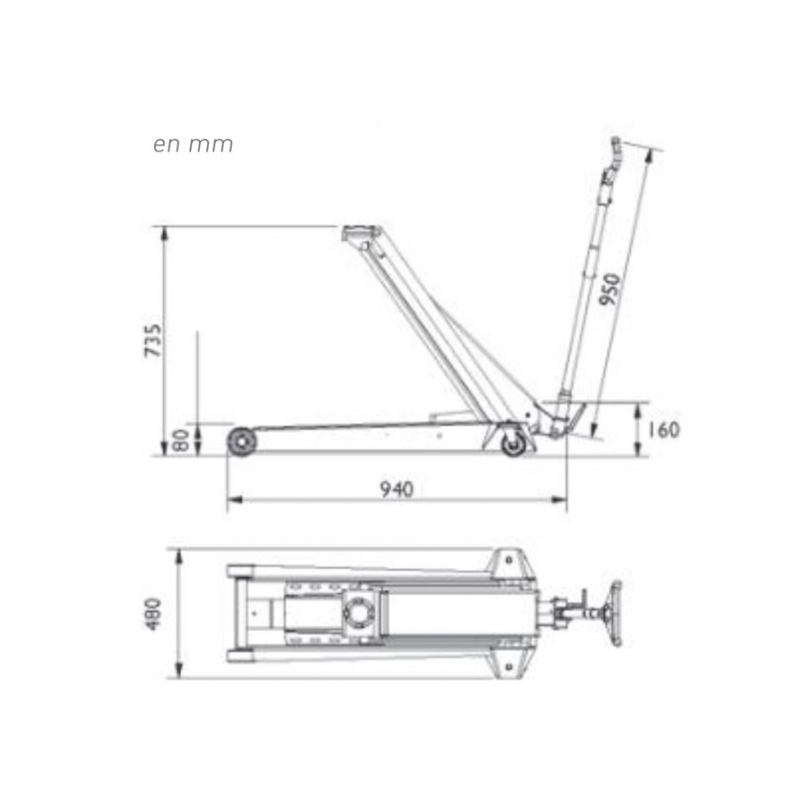 Cric AS Hydraulic professionnel 1.3 Tonnes - 73cm 