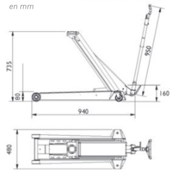 Cric AS Hydraulic professionnel 1.3 Tonnes - 73cm 