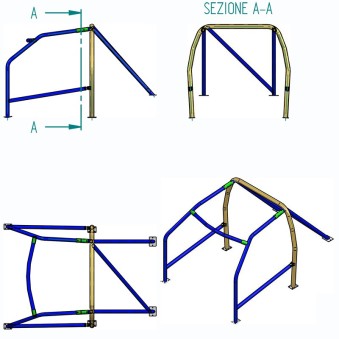 Arceau Standard FIA SPARCO Peugeot 106 - 6 points à boulonner