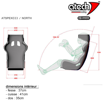 Baquet FIA ATECH North New design + Harnais