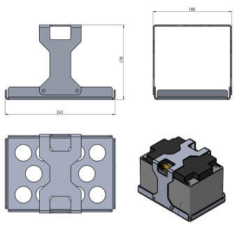 Support seul pour 2 Batterie Lithium Shido 30A 