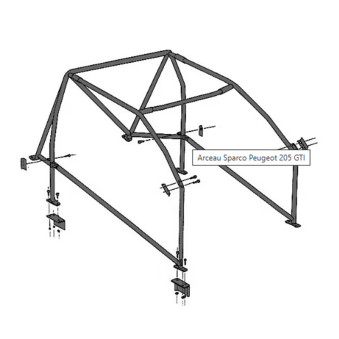 Arceau Standard FIA SPARCO Peugeot 205 10pts à boulonner